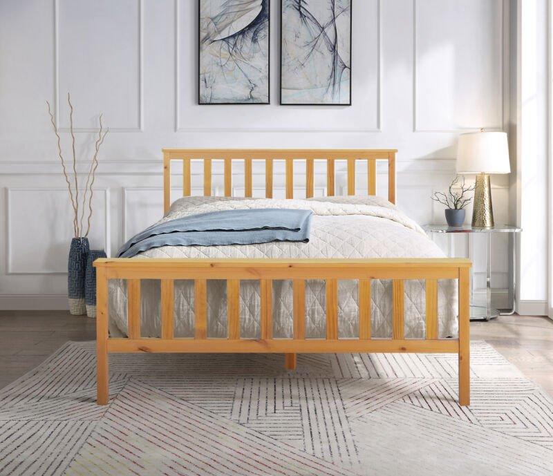 3ft White With Caramel Bar Pine Wooden Bed Frame